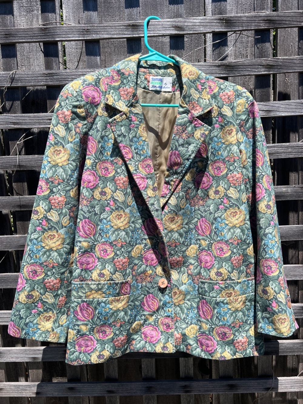Ultra Suede Floral Blazer Jacket - Samuel Roberts - Vintage Size 14